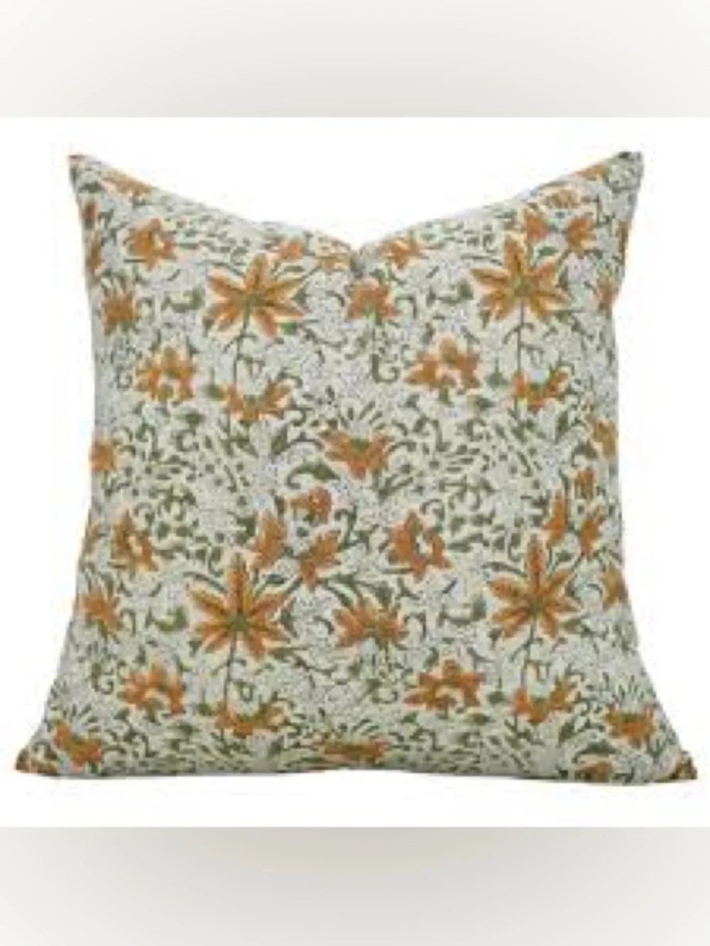 🆕Handmade Block Print Throw Pillow Cushion Cover Vintage Floral Saptrishi 18”